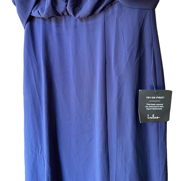NWT Lulu’s Enduring Love Navy Blue Off-the-Shoulder Maxi Formal Dress - Picture 8 of 16